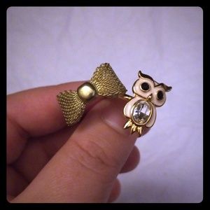 Adjustable owl and bow rings